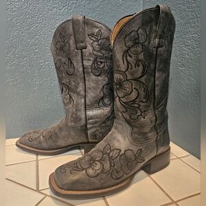 Shyanne Charcoal Floral Heeled Boots